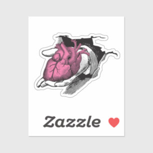Sticker Coeur vintage à la main à travers la fissure