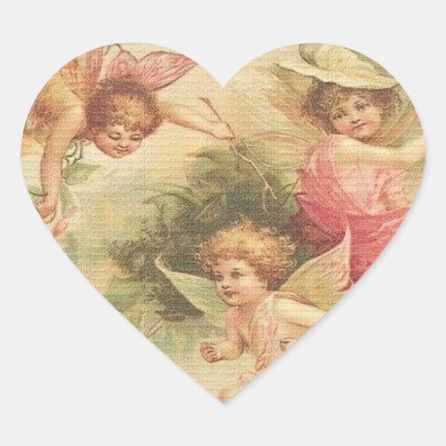 Sticker Cœur Vintage Angel Cherubs (Devant)