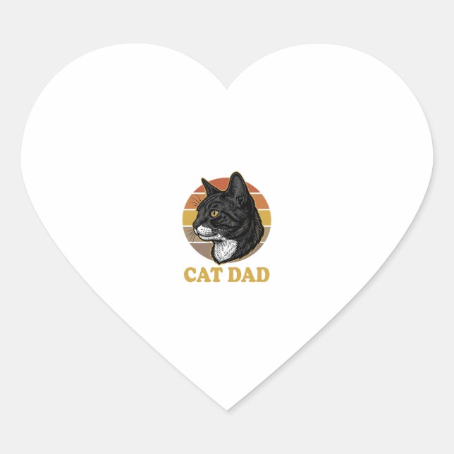 Sticker Cœur Vintage Cat Dad Retro Cat Lover Shirt Design_1 (Devant)
