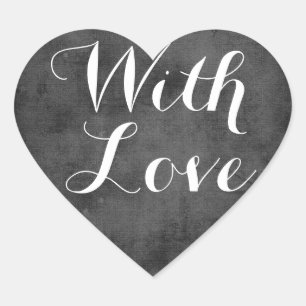 Sticker Cœur Vintage Chalkboard Love Black and White Mariage