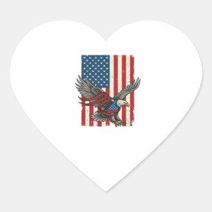 Sticker Cœur Vintage Eagle Flag Vector Patriotic Shirt Design_1
