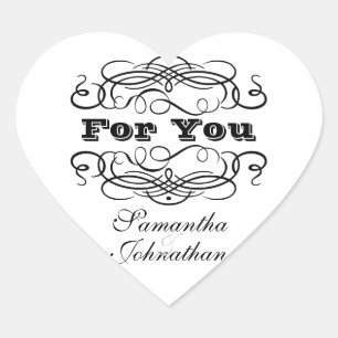 Sticker Cœur Vintage mariage faveur "Pour vous"