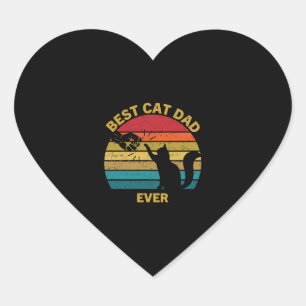 Sticker Cœur Vintage Meilleur Chat Papa Jamais Classique T Chem