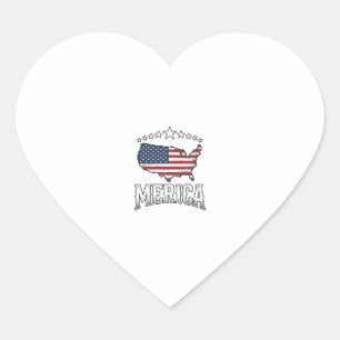 Sticker Cœur Vintage Merica Patriote Drapeau Carte T-Shirt Desi