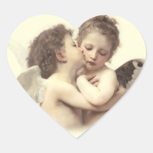 Sticker Cœur Vintage Romantique Premier Kiss