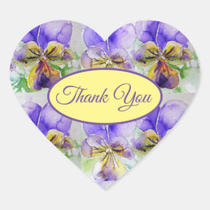Sticker Cœur Viola violet Merci fleuri Motif