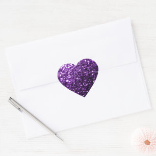 Sticker Cœur Violet foncé faux paillettes brillantes scintillen
