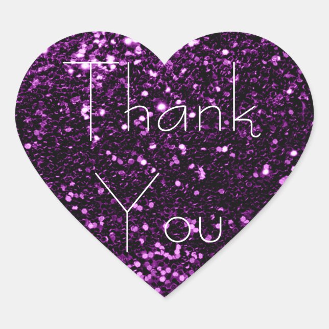 Sticker Cœur Violet Plum Parties scintillant Glam Merci étincel (Devant)