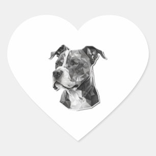 Sticker Cœur Visage de chien Pitbull