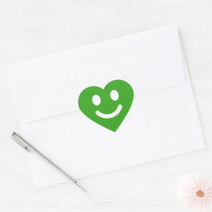 Sticker Cœur Visage Émoticône Vert Mignon Classique