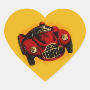 Sticker Cœur Voiture de course automobile jaune rouge