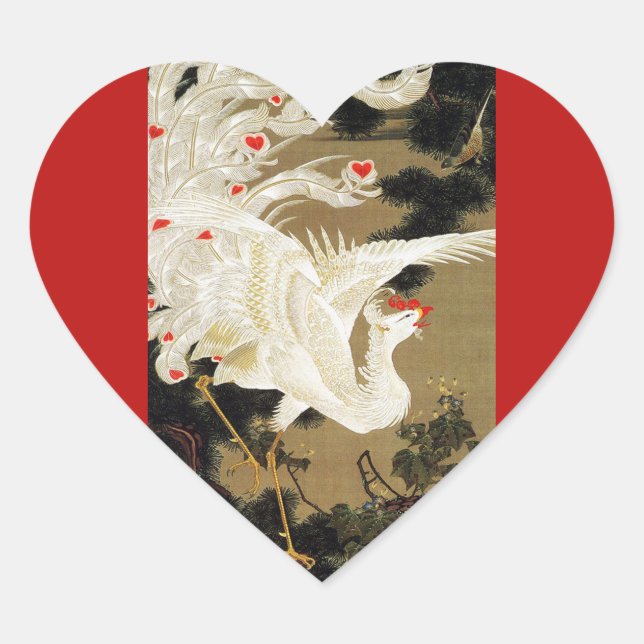 Sticker Cœur VOL AMOUR PHOENIX, Plumes, Coeurs Saint-Valentin (Devant)
