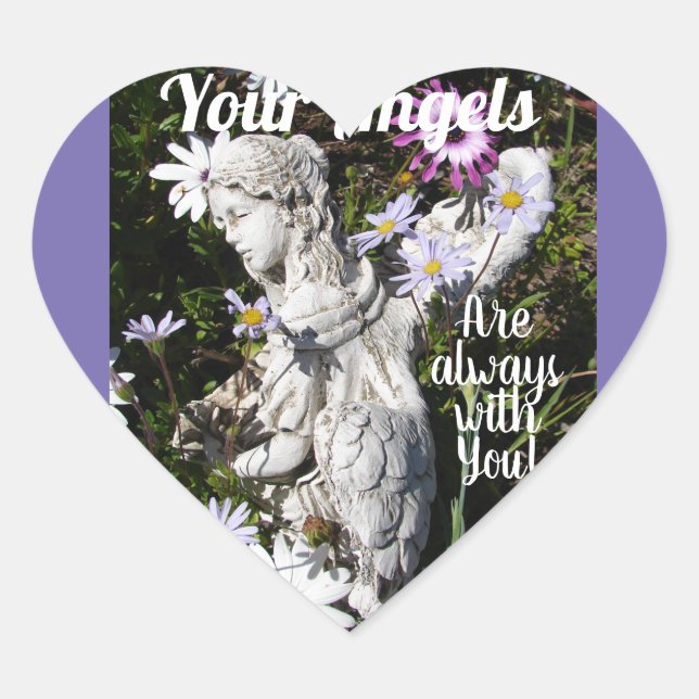 Sticker Cœur Vos anges sont toujours avec vous Floral Flower (Devant)