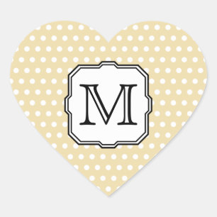Sticker Cœur Votre Lettre. Monogramme personnalisé. Polka Beige
