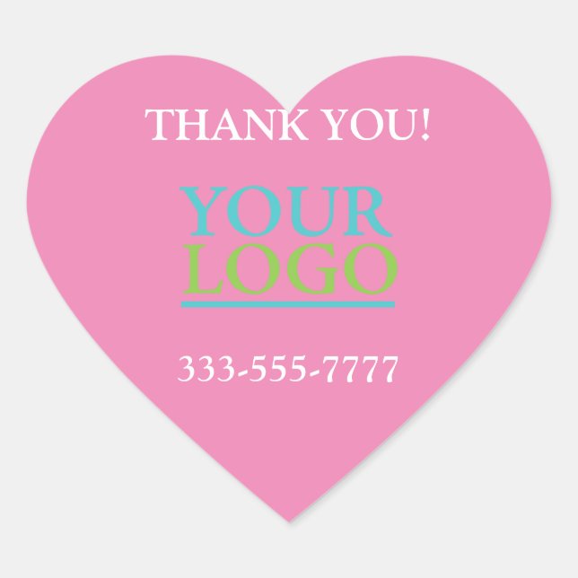 Sticker Cœur Votre logo, nom et téléphone ou site Web Promo Pin (Devant)