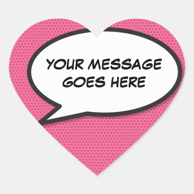Sticker Cœur Votre message Voix Bubble Amusant Retro Comique Li (Devant)