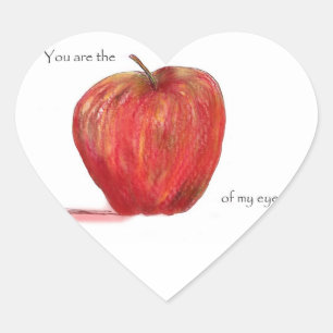 Sticker Cœur Vous êtes la pomme de mon oeil
