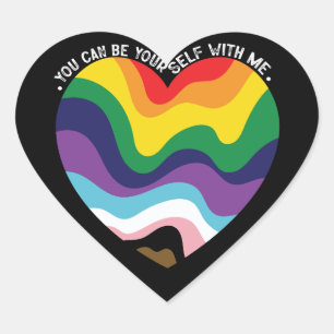 Sticker Cœur Vous Pouvez Être Vous-Même Avec Moi, LGBT Transgen