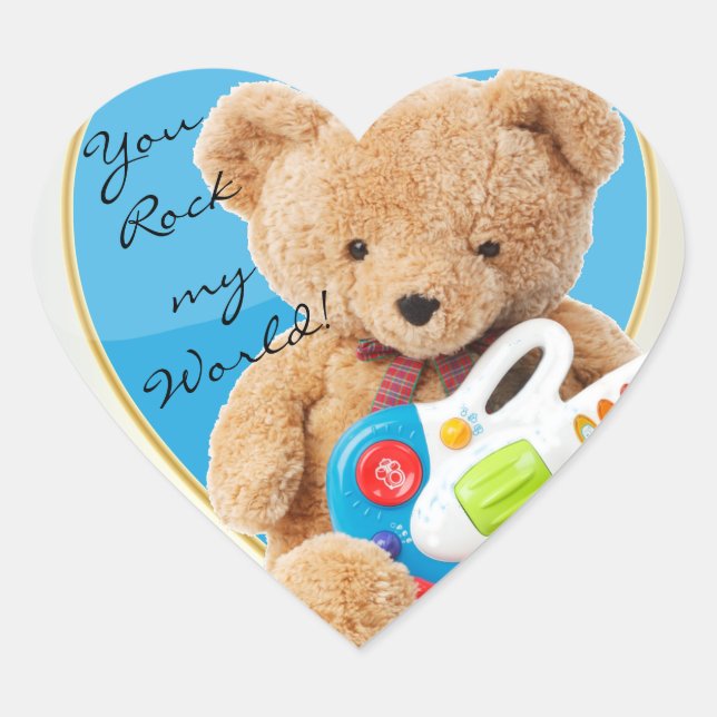 Sticker Cœur Vous Rock My World Teddy Bear (Devant)