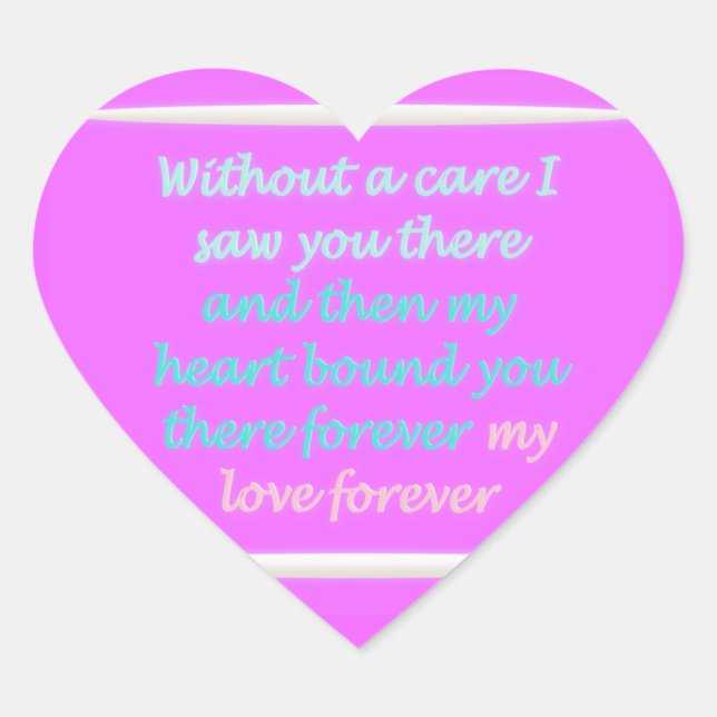 Sticker Cœur Vrai romance poème motif rose (Devant)