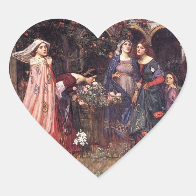 Sticker Cœur Waterhouse : Le Jardin enchanté (Devant)