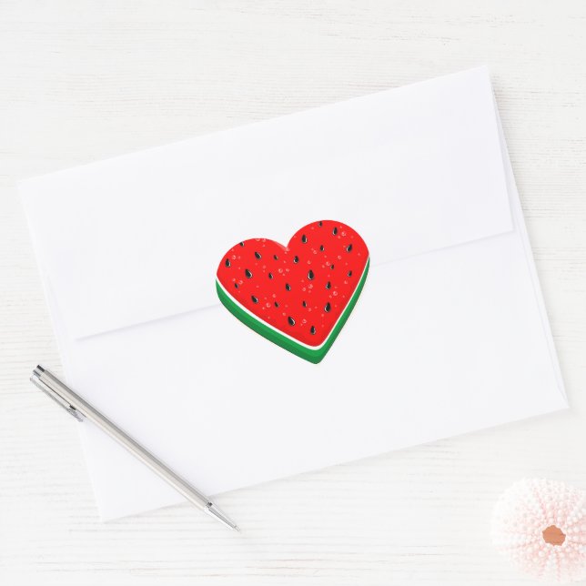 Sticker Cœur Watermelon Heart Valentine's Day Free Palestine (Enveloppe)