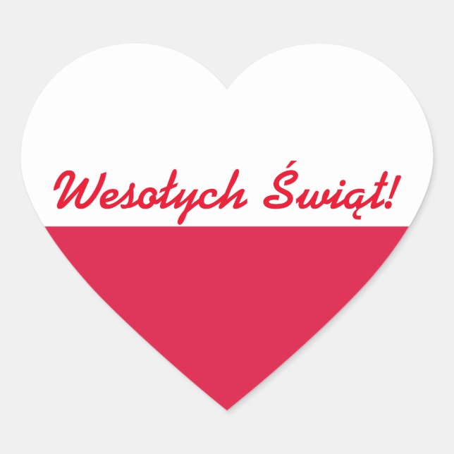 Sticker Cœur Wesołych Świąt Flaga - Joyeux Noël en polonais (Devant)