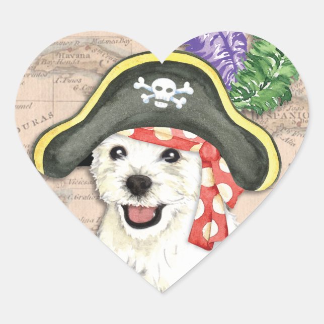 Sticker Cœur Westie Pirate (Devant)