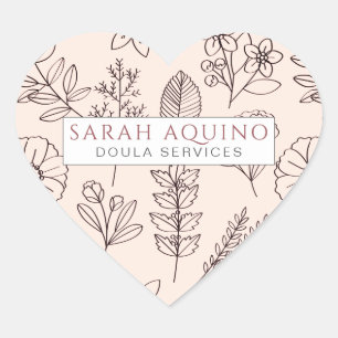 Sticker Cœur Whimsical Floral Rose Doula Ou Midwoman Promotionn