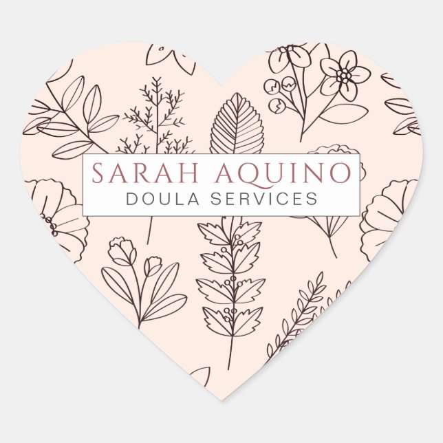 Sticker Cœur Whimsical Floral Rose Doula Ou Midwoman Promotionn (Devant)