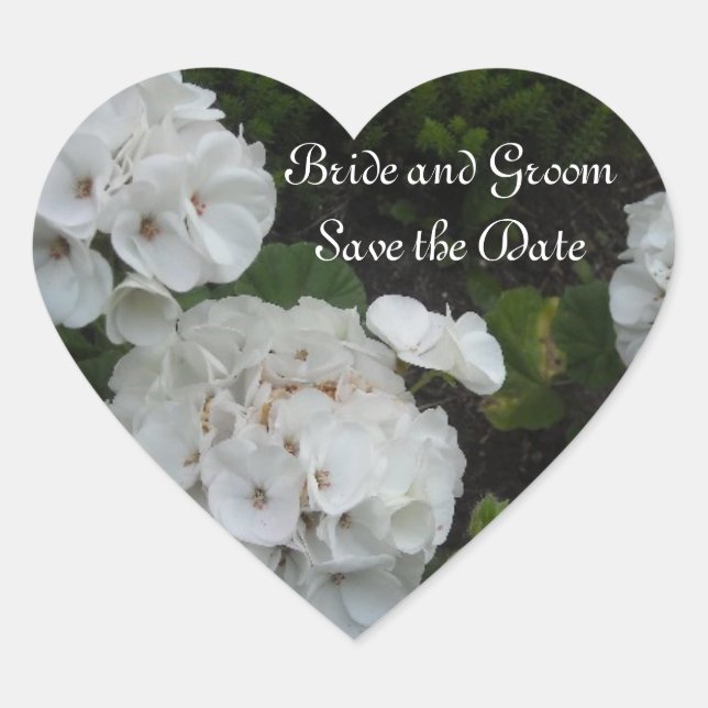 Sticker Cœur White Hydrangea Enregistrer la date (Devant)