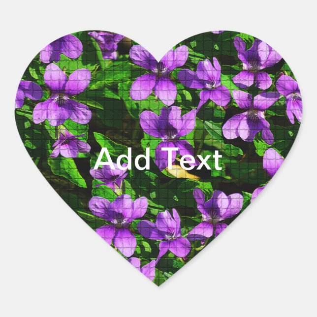 Sticker Cœur WI State Flower Wood Violet Mosaic (Devant)