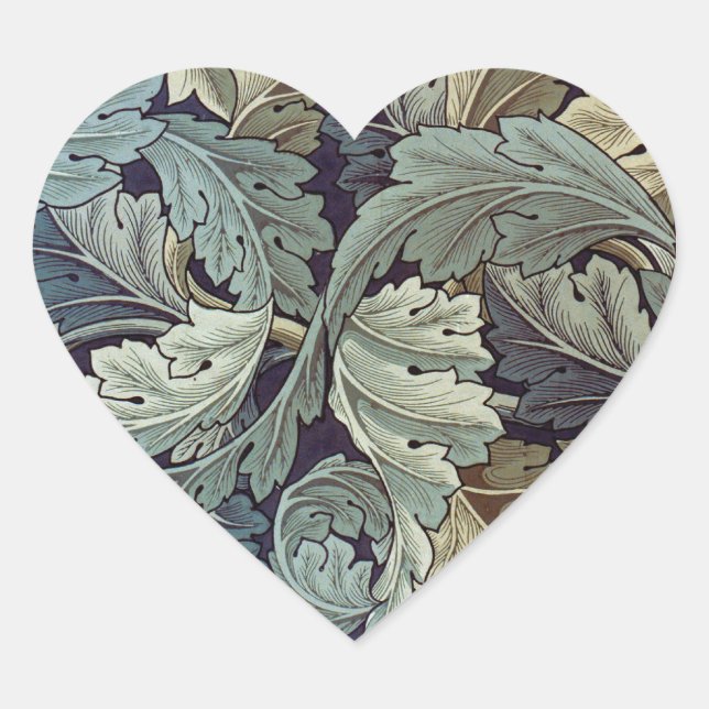 Sticker Cœur William Morris Acanthus Feuilles (Devant)