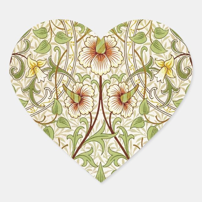 Sticker Cœur William Morris Daffodil Fond d'écran classique (Devant)