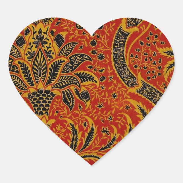 Sticker Cœur William Morris Inde Floral rouge (Devant)