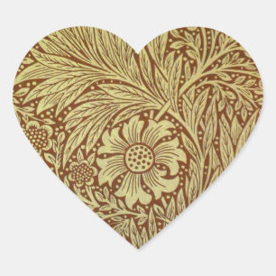 Sticker Cœur William Morris Marigold Motif de fleurs antiques