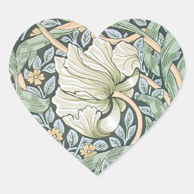 Sticker Cœur William Morris Pimpernel Fond d'écran floral (Devant)