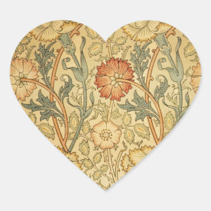 Sticker Cœur William Morris Rose Flower Fond d'écran Motif