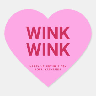 Sticker Cœur Wink rose rose drôle mignonne Saint Valentin coutu