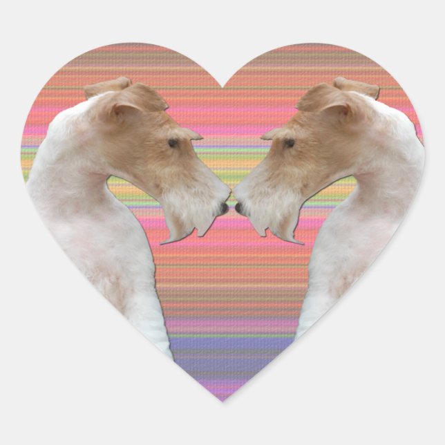 Sticker Cœur Wire Fox Terrier en amour (Devant)