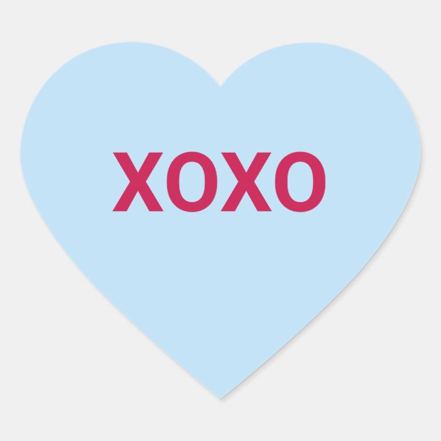 Sticker Cœur XOXO bleu mignon plaisir Valentine's Day conversat (Devant)