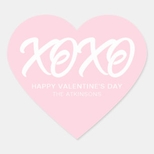 Sticker Cœur XOXO rose mignon moderne personnalisée Saint Valen