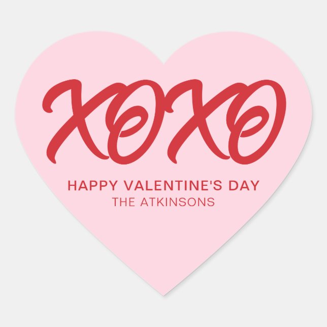 Sticker Cœur XOXO rose rouge mignon moderne coutume Saint Valen (Devant)