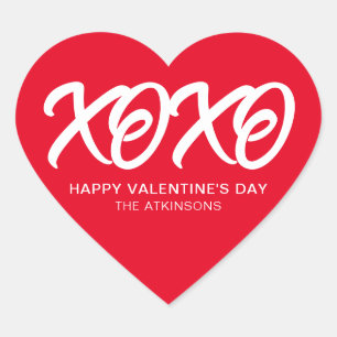 Sticker Cœur XOXO rouge blanc mignon moderne coutume Saint Vale