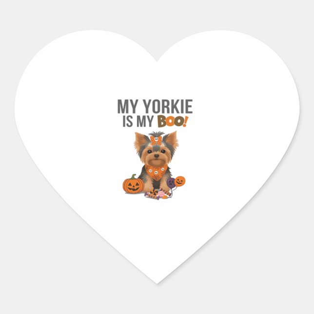 Sticker Cœur Yorkie Halloween Costume  My Yorkie is My Boo Dog  (Devant)