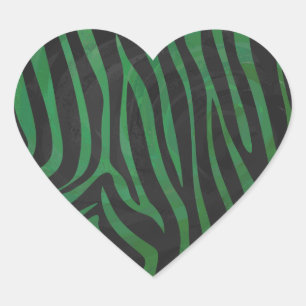 Sticker Cœur Zebra Black et Green Print
