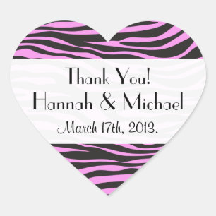 Sticker Cœur Zebra Print, Zebra Stripes, Pink Zebra, Wedding