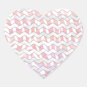 Sticker Cœur Zebra rose et blanc Chevron