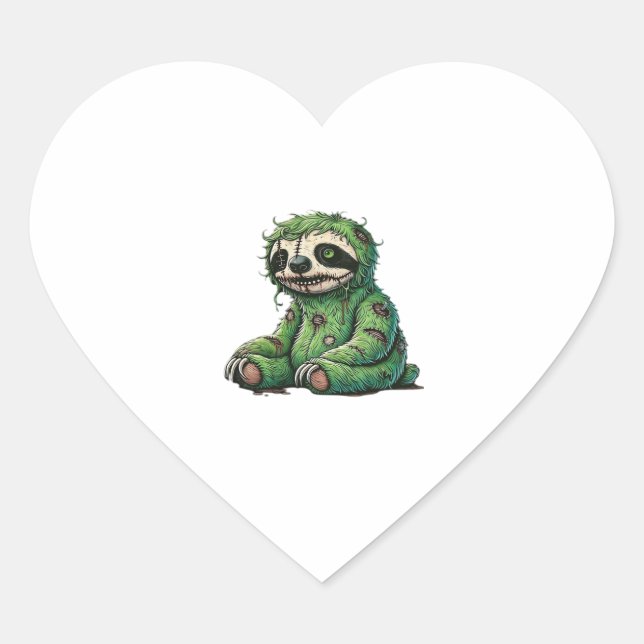 Sticker Cœur Zombie Sloth Halloween Zombie Sloth Zombie Lover C (Devant)