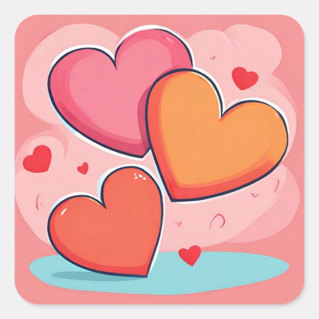 Sticker Coeurs d'Amour du carré Valentine (Devant)